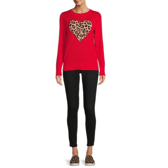 2/$30 Time and Tru Long Sleeve Pullover Talking Sweaters Red XS #A0368 TRB2 - Picture 3 of 11